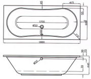 Whirlpool-Whirlwanne Lizz 180x80x43cm Kombi-System