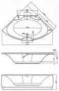 Whirlpool-Whirlwanne Lento 150x150x44cm Kombi-System