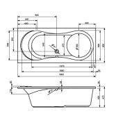 Whirlpool-Whirlwanne Tofield Kombi-System 180x80x47cm