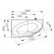 Acryl-Raumsparbadewanne Stummer 180x100x49cm