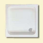 Rechteck-Duschwanne Florenz 100x100x14cm weiß mit Wannenträger und Ablauf