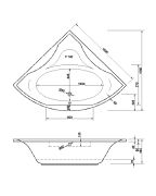 Whirlpool-Whirlwanne Glamour 150x150x47cm Kombi-System