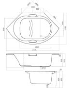 Whirlpool-Whirlwanne Comfortline XXL o. Ecke 150x150x51cm Kombi-System