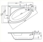 Whirlpool-Whirlwanne Milano 150 x105 x40 cm Kombi-System