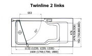 Acryl-Wanne Twinline 2 links,  weiß     160 -180 x 75 -80 x 49,5-61 cm